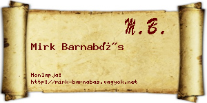 Mirk Barnabás névjegykártya