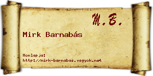 Mirk Barnabás névjegykártya